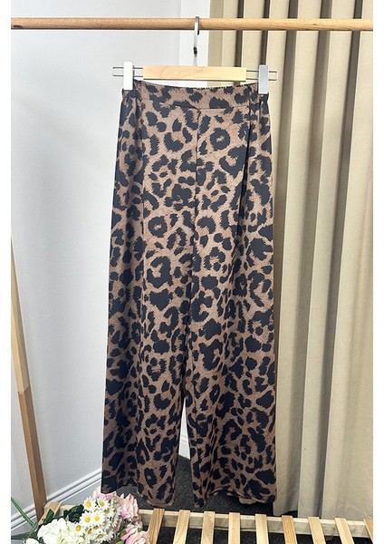 Leopar Desen Bol Paça Pantolon 1322 - Siyah