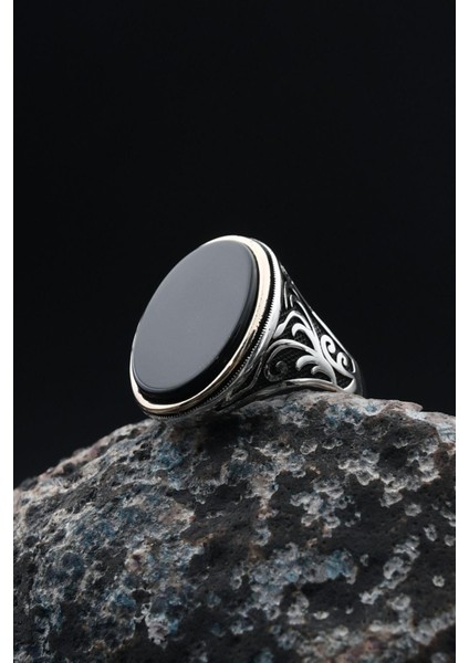 Oniks Taşlı 925 Ayar Gümüş Erkek Yüzüğü 901389 modelleri