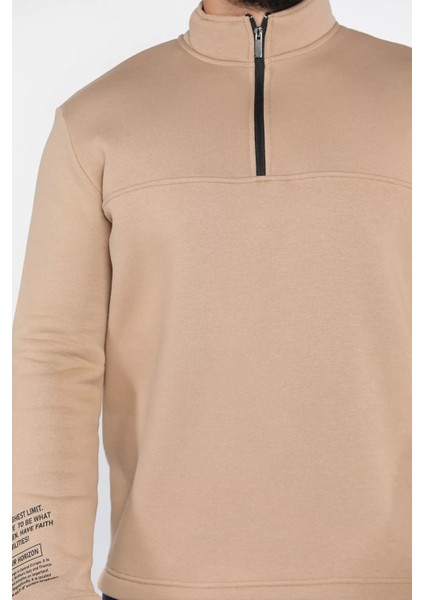 Erkek Dik Yaka Yarım Fermuarlı Şardonlu Üç Iplik Sweatshirt fırsatları