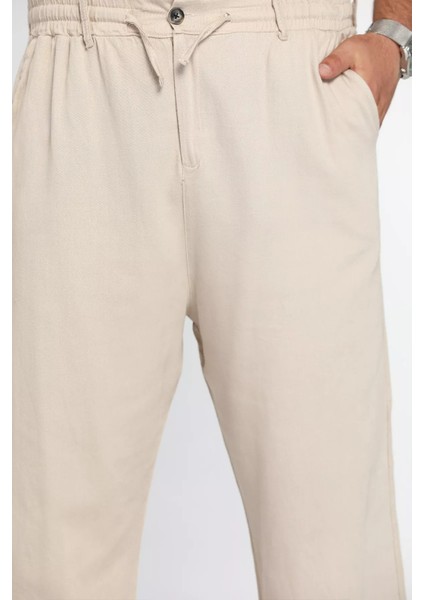 Erkek Baggy Kemerli Keten Pantolon P-00012623