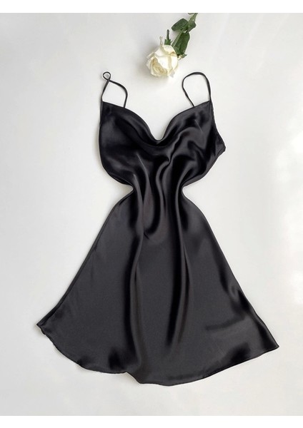 Degaje Yaka Saten Gecelik