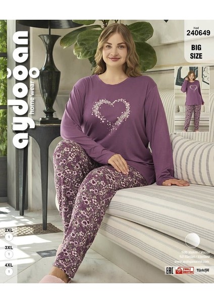 240649 Bayan Battal Pijama Takım ---Mor - -2xl