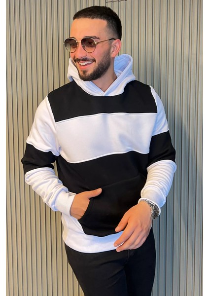 Kapüşonlu Üç Iplik Şardonlu Erkek Sweatshirt