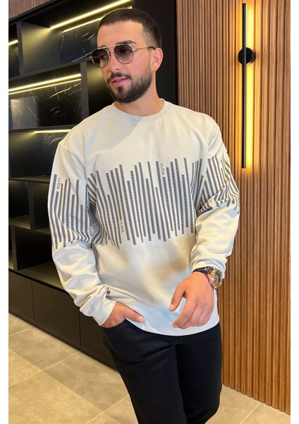 Bisiklet Yaka Baskılı Erkek Sweatshirt fiyatları