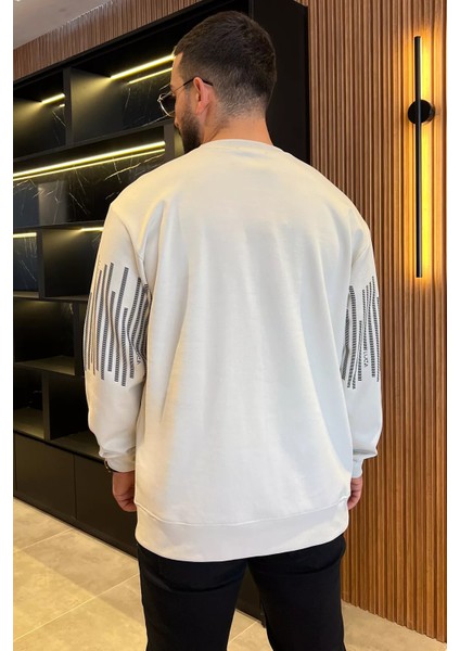 Bisiklet Yaka Baskılı Erkek Sweatshirt modelleri