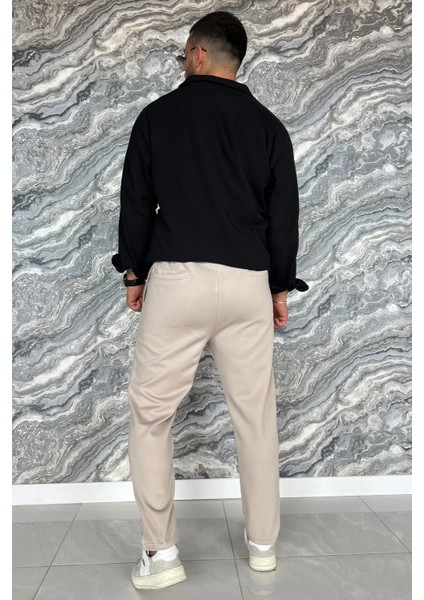 Erkek Double Face Düz Paça Çift Fleto Cep Jogger Pantolon P-00012625