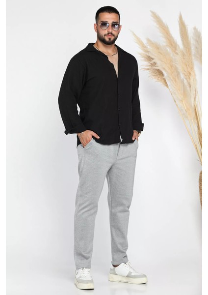 Erkek Double Face Düz Paça Çift Fleto Cep Jogger Pantolon P-00012625