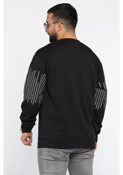 Bisiklet Yaka Baskılı Erkek Sweatshirt modelleri