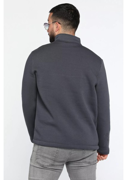 Erkek Dik Yaka Yarım Fermuarlı Şardonlu Üç Iplik Sweatshirt modelleri