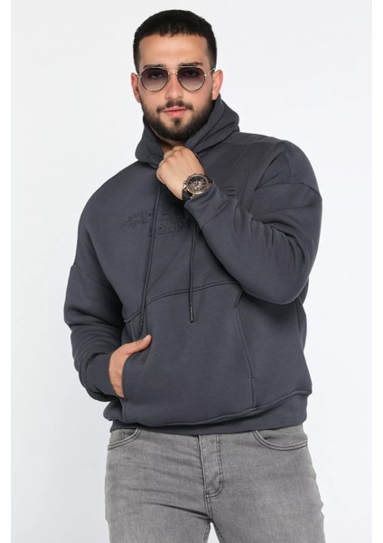 Kapüşonlu Kanguru Cepli Üç Iplik Şardonlu Erkek Sweatshirt fiyatları