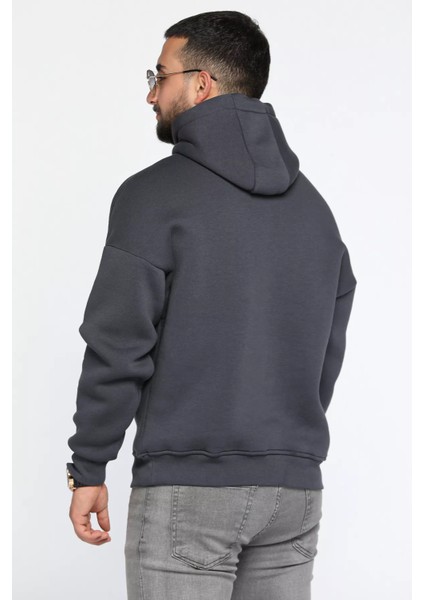 Kapüşonlu Kanguru Cepli Üç Iplik Şardonlu Erkek Sweatshirt modelleri