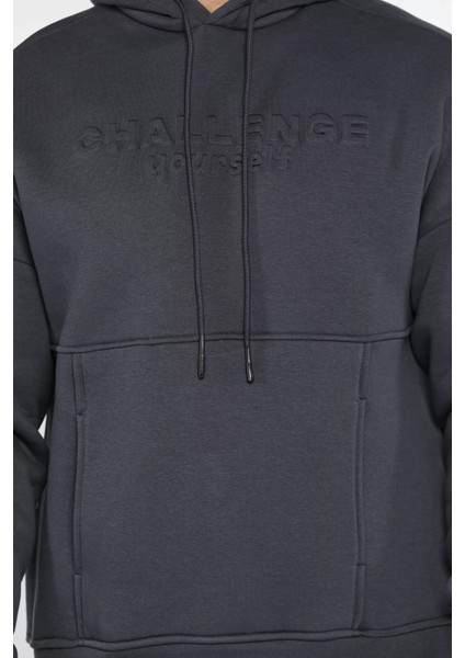 Kapüşonlu Kanguru Cepli Üç Iplik Şardonlu Erkek Sweatshirt fırsatları
