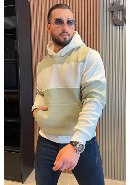 Kapüşonlu Üç Iplik Şardonlu Erkek Sweatshirt