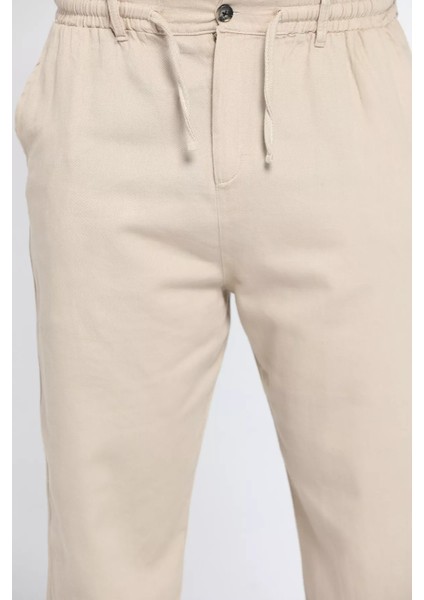 Erkek Kemerli Keten Jogger Pantolon P-00012624