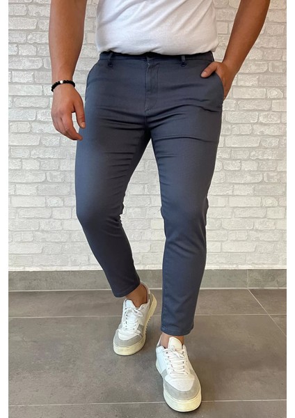 Bel Lastikli Kendinden Desenli Gabardin Pantolon P-00012264