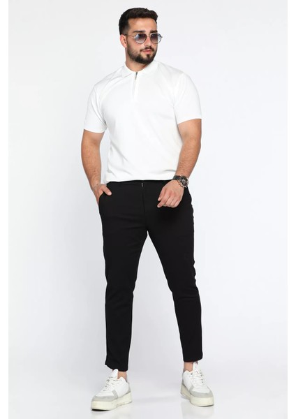 Bel Lastikli Kendinden Desenli Gabardin Pantolon P-00012264