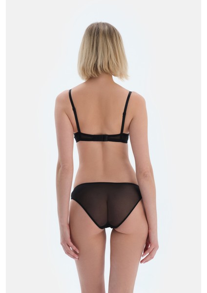 Siyah Ön Zıgzag Detaylı Dantelli ve Tüllü Brıef Külot fiyatları