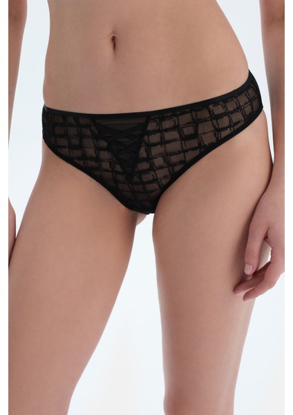 Siyah Ön Zıgzag Detaylı Dantelli ve Tüllü Brıef Külot indirimleri