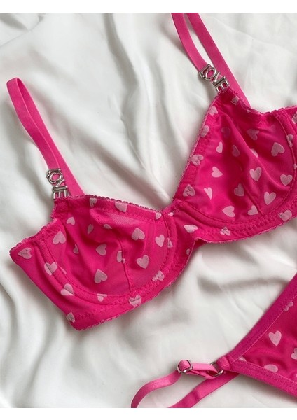 Love Taşlı Kalp Baskılı Sütyen Takım fiyatları