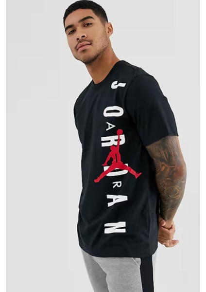 Air Jordan Large Print T-Shirt Erkek Siyah Spor Tişört