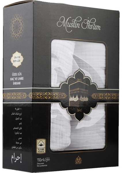 Lüks Müslin Kumaş Hac ve Umre Için Ihram - %100 Pamuk, Terletme Yapmaz, Hafif