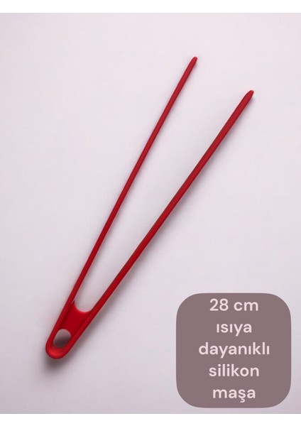 Sert Uçlu Isıya Dayanıklı Yanmaz Yapışmaz Silikon 28 cm Maşa