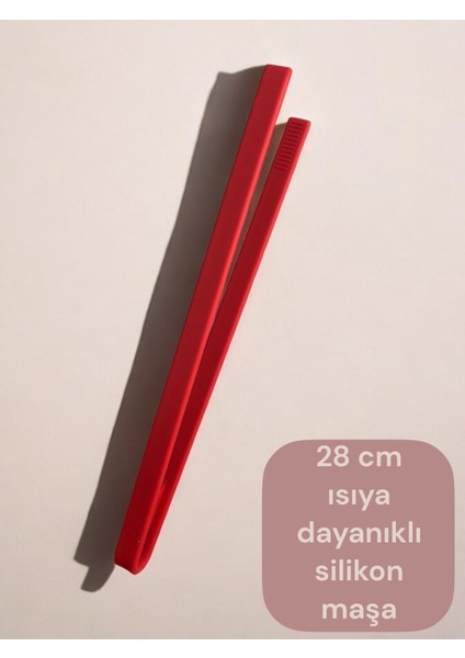 Sert Uçlu Isıya Dayanıklı Yanmaz Yapışmaz Silikon 28 cm Maşa