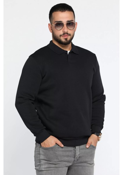 Erkek Polo Yaka Şardonlu Üç Iplik Sweatshirt fiyatları