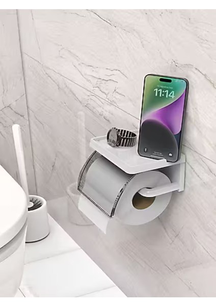 Yapışkanlı Telefon Raflı Tuvalet Kağıtlığı
