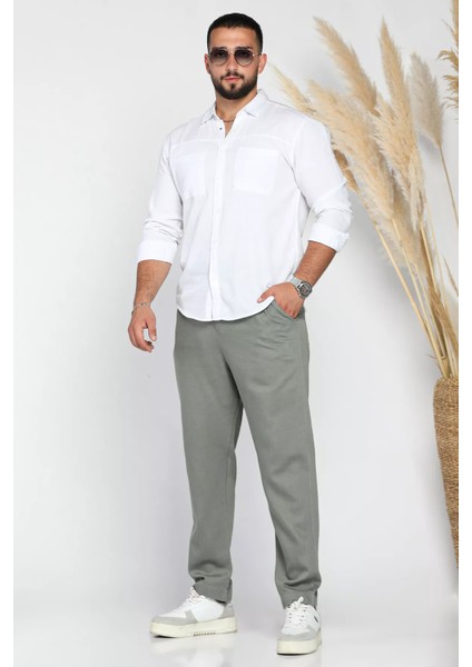 Erkek Kemerli Keten Jogger Pantolon P-00012624