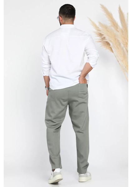 Erkek Kemerli Keten Jogger Pantolon P-00012624