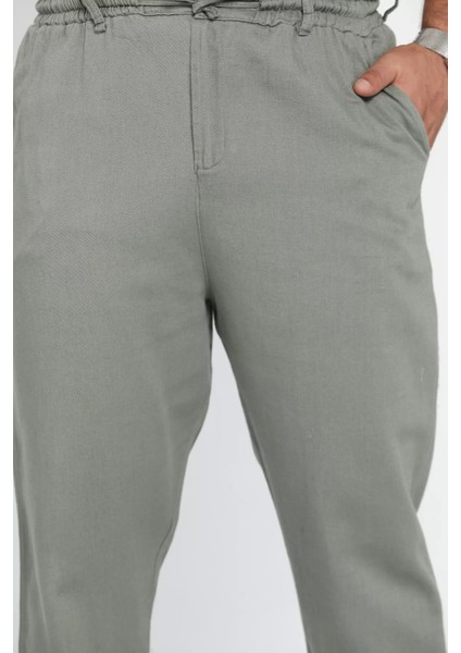 Erkek Kemerli Keten Jogger Pantolon P-00012624