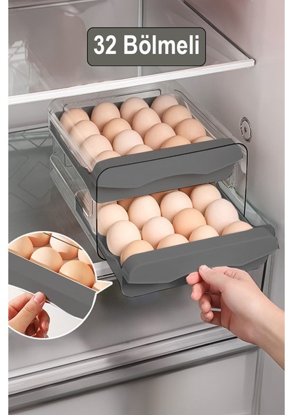 32 Bölmeli Plastik Yumurtalık Buzdolabı Düzenleyici Yumurta Saklama Çekmecesi