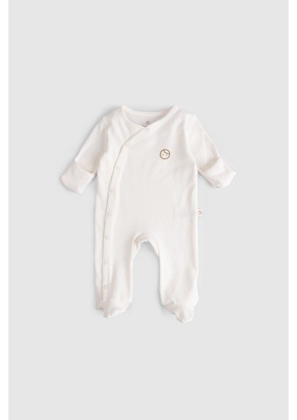 Kendinden Eldivenli Patikli 2'li Organik Pamuk Mavi - Ekru Tulum Seti modelleri