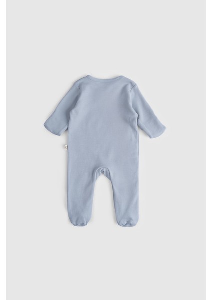 Kendinden Eldivenli Patikli 2'li Organik Pamuk Mavi - Ekru Tulum Seti indirimleri