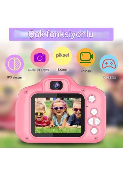 Çift Lens Selfie Kamera Dijital Çocuk Kamerası 20MP 1080P Hd