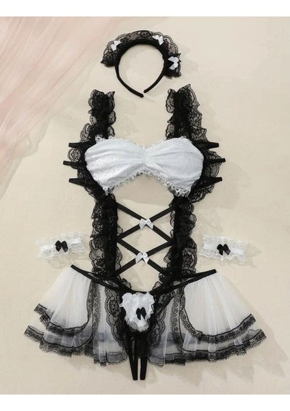 - Yaramaz Hizmetçi Kostüm,fiyonk Düğüm Dantel Trim Criss Elbise&manşetler&kadın Iç Çamaşır Seti fiyatları