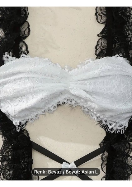 - Yaramaz Hizmetçi Kostüm,fiyonk Düğüm Dantel Trim Criss Elbise&manşetler&kadın Iç Çamaşır Seti modelleri