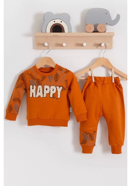 Happy Yaprak Desenli 2'li Erkek Bebek Takım