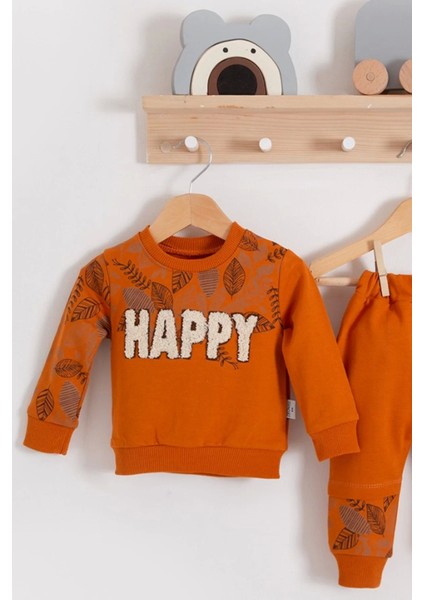 Happy Yaprak Desenli 2'li Erkek Bebek Takım