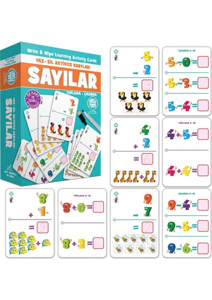 Yaz Sil Aktivite Kartları Flash Cards - Sayılar