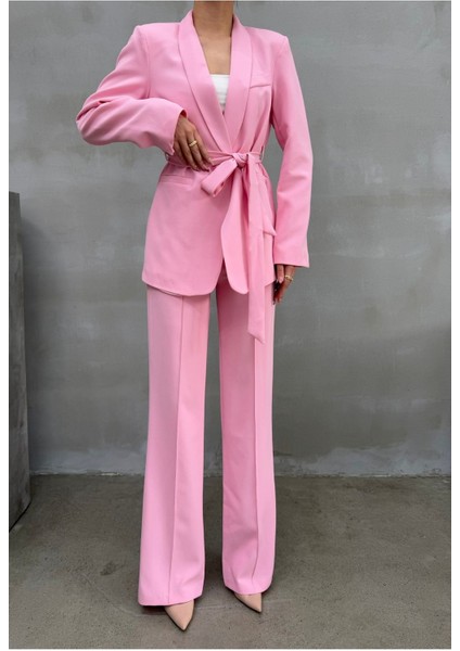 Kadın Ikili Kuşaklı Blazer Ceket Pantolon Takım fırsatları