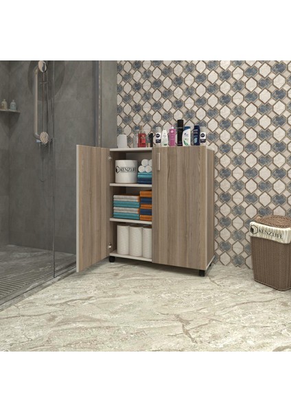 Kenzlife 2 kapılı dolap rabia 088*070*032 crd kapaklı tekerlekli banyo mutfak ofis kitaplık ayakkabılık kiler