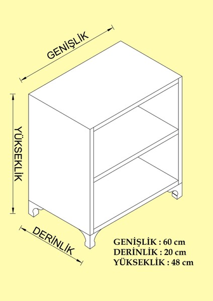 Kenzlife kitaplık tuğçe 048*060*020 cvz ayaklı mutfak dolabı banyo ofis ayakkabılık kiler