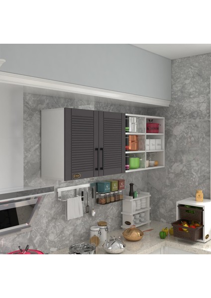 Kenzlife hazır mutfak dolabı zencefil90 gri mod2 90*160*32 mebran kapak suntalam gövde