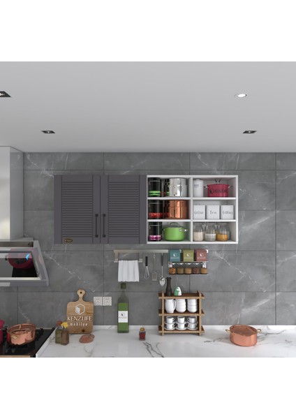 Kenzlife hazır mutfak dolabı zencefil90 gri mod2 90*160*32 mebran kapak suntalam gövde fiyatları