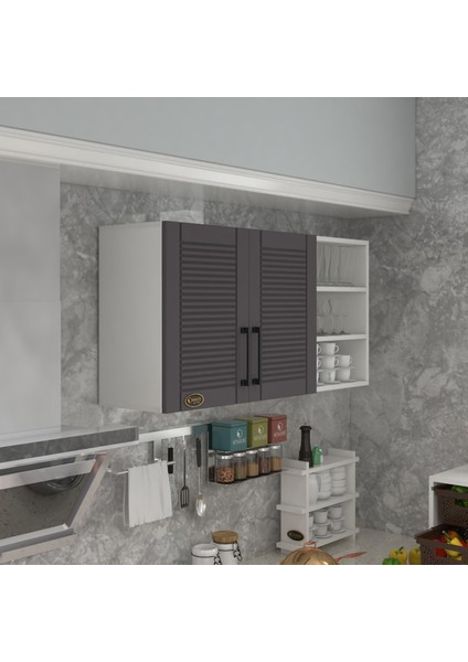 Kenzlife hazır mutfak dolabı maydanoz60 gri mod2 60*120*32 mebran kapak suntalam gövde