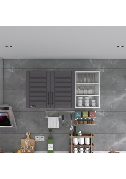 Kenzlife hazır mutfak dolabı maydanoz60 gri mod2 60*120*32 mebran kapak suntalam gövde fiyatları