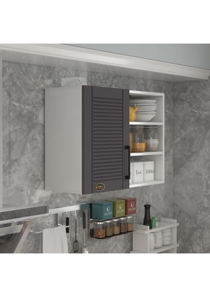 Kenzlife hazır mutfak dolabı tere60 gri mod2 60*080*32 mebran kapak suntalam gövde