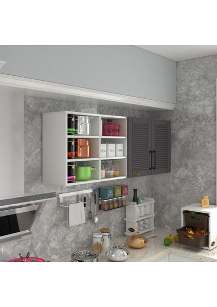 Kenzlife hazır mutfak dolabı patlıcan60 gri mod2 60*160*32 mebran kapak suntalam gövde